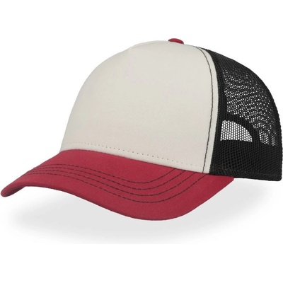 Atlantis Headwear Rapper Canvas-S Trucker 5 panelová COT-330234y2399 Bílá/vínová/černá