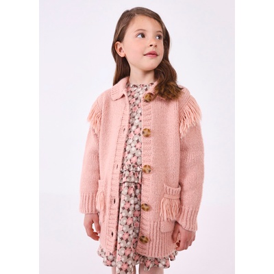 Mayoral svetr delší s třásněmi světle růžový – Zboží Mobilmania