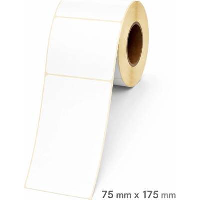 Termo Etiketa 75 mm x 175 mm, Thermo eco, Biela, Dutinka 40 mm, 250 ks/kotúč, Permanentné lepidlo