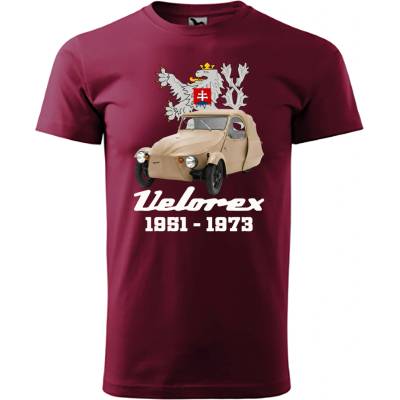 Maverprint Retro tričko Velorex 1951–1973 legenda československých ciest Granátová
