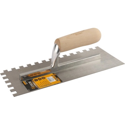 Hladidlo nerezové 120x280 mm / zuby 10x10 mm drevená rukoväť HOTECHE HT425002