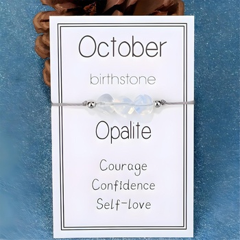 HARAHU Гривна с камък за месеца на раждане - Октомври / Опалит kp38760 (38760)