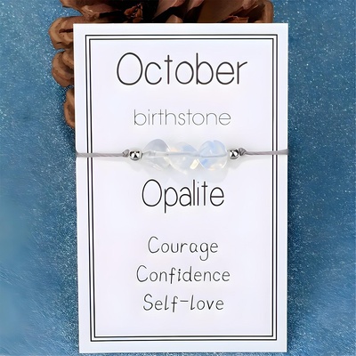 HARAHU Гривна с камък за месеца на раждане - Октомври / Опалит kp38760 (38760)