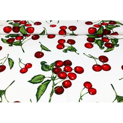 MADE IN ITALY Dekoračná látka Bavlna panama čerešne, š. 140 cm Červená Šírka 140 cm