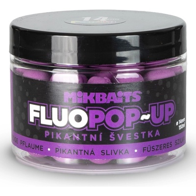Mikbaits Plávajúce Boilies Fluo Pikantná Sliivka 150ml 14mm