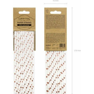 PartyDeco Papírové brčka růžovozlatá srdíčka 10 ks – Zbozi.Blesk.cz