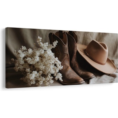 Obraz rustikální elegance s květinami - 60x30