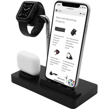 Macally 3-in-1 Apple Charging Stand - док станция за зареждане на iPhone, Apple Watch и Apple AirPods (черен)
