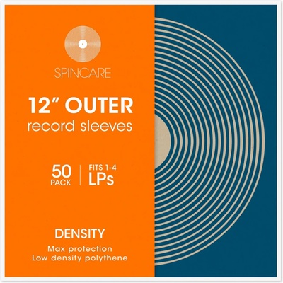 SPINCARE DENSITY 12 Inch 400g Polythene Outer Vinyl Record Sleeves 50ks