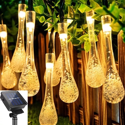KIK KX5256 Dekorativní solární osvětlení kapky 40 LED IP65 6m teplá bílá