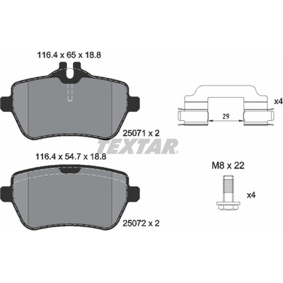 Sada brzdových platničiek, vždy 4 kusy v sade TEXTAR 2507103