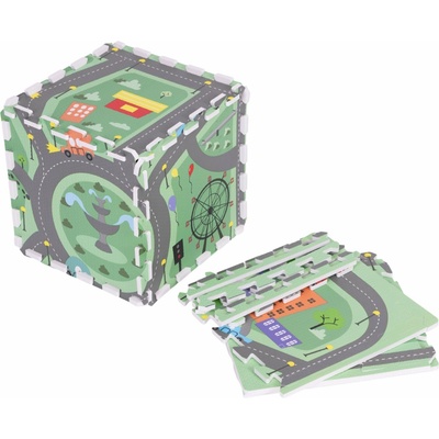Ecotoys Velká pěnová puzzle podložka pro děti město 90,5 × 90,5 cm 21 ks – Zboží Dáma