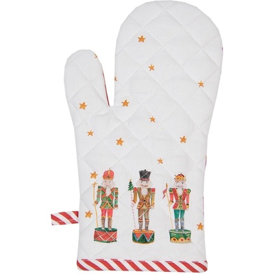 Bílo-červená dětská chňapka s louskáčky Happy Little Christmas - 12*21 cm