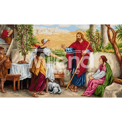 Исус. Марта и Мария - гоблен със схема конци dmc 1: 4