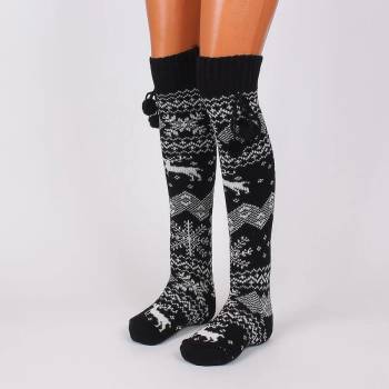 Image 1 of Дамски 7/8 чорапи в черно с коледни мотиви