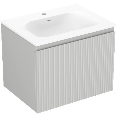 Mexen Rivel шкаф за баня 60 см с мивка Vela, 1 чекмедже, оребрен, сив мат/бял мат (91A20-06047-1-BF62-W23M01)