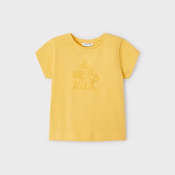 Image 1 of MAYORAL Basic тениска къс ръкав меден цвят с бродирани цветя за мини момиче Mayoral