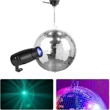 Fuzzix Set 40cm zrcadlové disco koule, motorku a RGBW pin spot reflektoru s manuálním zoomem