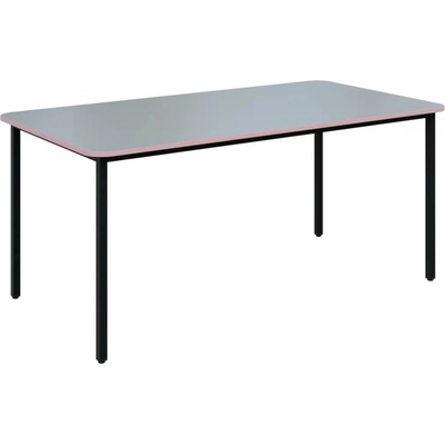 JSBR 170 N jídelní stůl kovová podnož černá deska 18 mm deska šedá s hranou pastelově růžová 1700 x 900 mm
