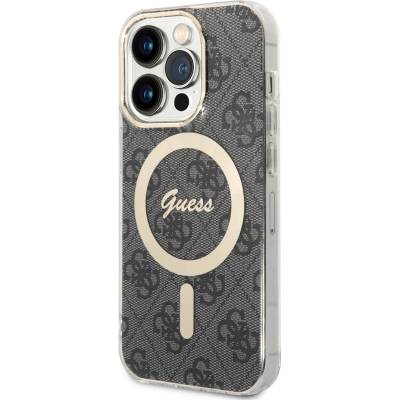 GUESS IML 4G MagSafe Case - дизайнерски силиконов кейс с MagSafe за iPhone 15 Pro Max (черен)