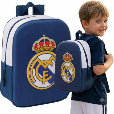 Pred ruksak jednokomorový pre chlapca Real Madrid 3D modrý