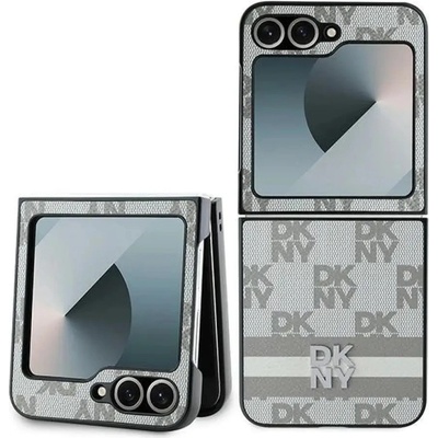 DKNY Калъф DKNY с принтирани райета с карирана шарка за Samsung Galaxy Z Flip 6 - бежов (3666339322885)