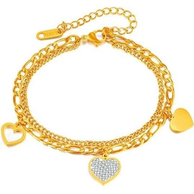 Impress Jewelry dámský Dvojitý náramek z nerezové oceli Figaro zlatý GS1531s2