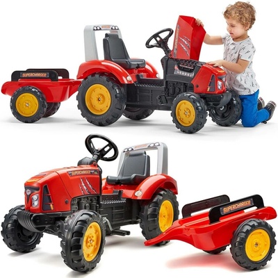 Falk Traktor s turbem s přívěsem červený