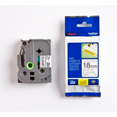 páska BROTHER TZS141 čierne písmo, transparentná páska extra lepivá ADHESIVE Tape (18mm) (TZES141)