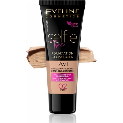 Eveline Cosmetics Selfie Time Make-up a korektor 2 v 1 02 Ivory 30 ml