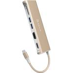 ADAM elements Casa Hub A03 - USB-C хъб с 2 USB изхода, HDMI порт, VGA порт и четец за карти памет за устройства с USB-C порт (златист) (AAPADHUBA03GD-1)