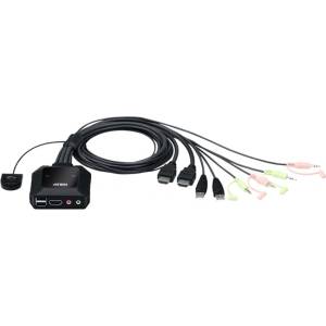 ATEN kvm превключвател usb hdmi 4k 3, 5 мм, 2 порта - cs22h cs22h-at (cs22h-at)