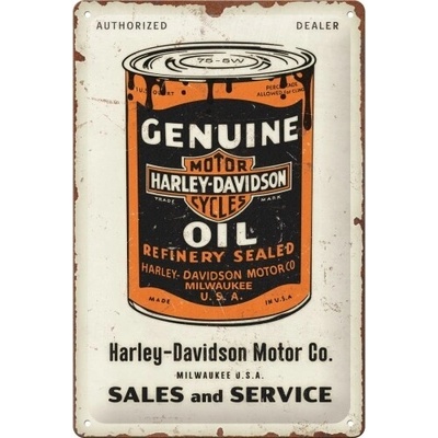 Plechová ceduľa Harley Davidson - Genuine Oil Can, 20 x 30 cm