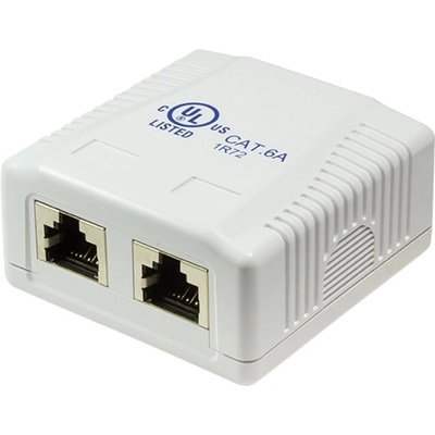 LogiLink Розетка LogiLink NP0074, за външен монтаж, 2x RJ45(ж), Cat. 6a, бяла (NP0074)
