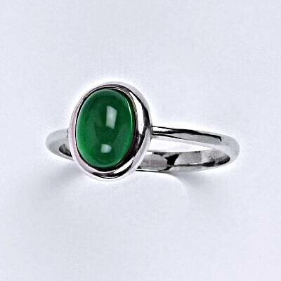 Čištín Stříbrný prsten přírodní kámen Green agate T 1355