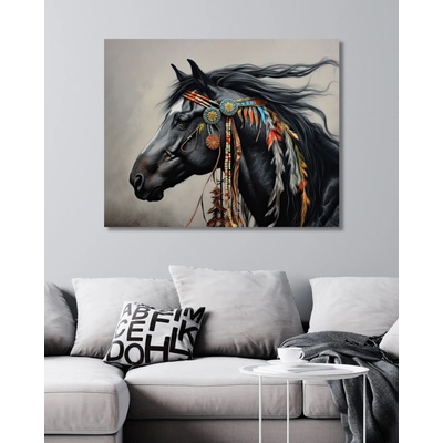 ZUTY Obrazy na stenu - Čierny indiánsky kôň Rámovanie: vypnuté plátno na rám, Rozmer: 40x50 cm