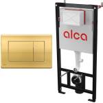 Alcadrain Комплект тоалетно казанче с вградена рамка Alca AM101/1120 и златен бутон за активиране Basic M275 (AM101/1120+M275)