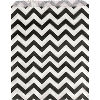 Prima-obchod Papírový sáček chevron, puntík 13x17 cm, barva 1 bílo-černá chevron