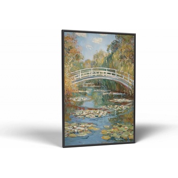 Príroda Most nad leknami | Obraz Vintessia v ráme Rozmery obdĺžnik: 50x75, Rám: Čierny matný-alu