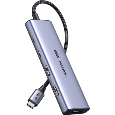 UGREEN Ugreen CM500 Хъб, USB-C, HDMI, 2x USB-C, 2x USB-A, сив