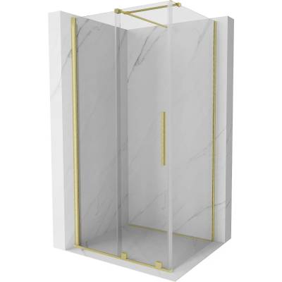 Mexen Velar разтегателна душ кабина 120 x 90 см, прозрачна, четкано злато (871-120-090-01-55)