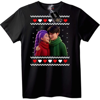 NOONEBRAND Тениска Любов Сърце - 2XL, Black