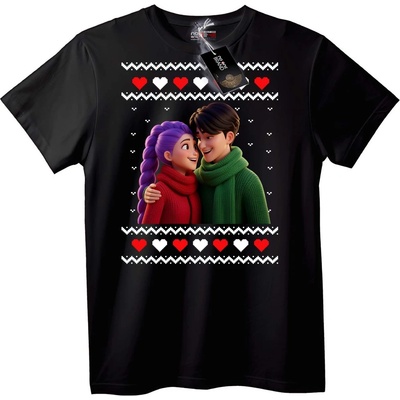 NOONEBRAND Тениска Любов Сърце - 2XL, Black