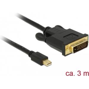 Delock кабел с мини DisplayPort 1.1 на единия край и DVI 24+1 на другия, 3 м