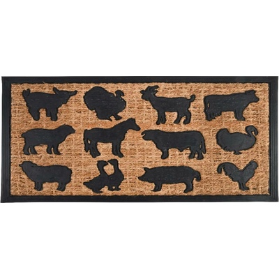 ESSCHERT DESIGN Gumová "BEST FOR BOOTS" s kokosovým vláknem Zvířátka z farmy přírodní s černou 76 x 45 cm