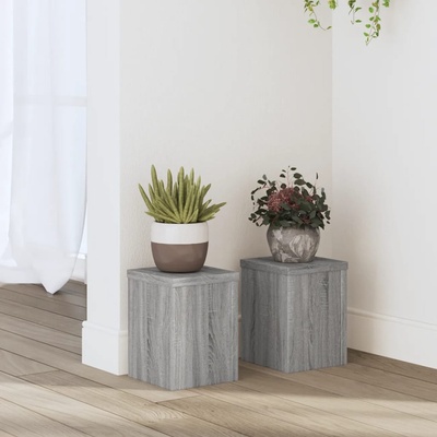 vidaXL Стойки за растения 2 бр сив сонома 15x15x20 см инженерно дърво (852893)