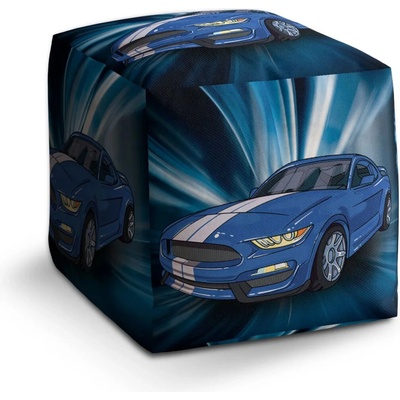 Sablio Taburet Cube Mustang Modré pozadie: 40x40x40 cm
