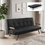 TopMebel Тапициран троен диван Zven TopMebel с функция за сън в черен цвят 180x64x78cm