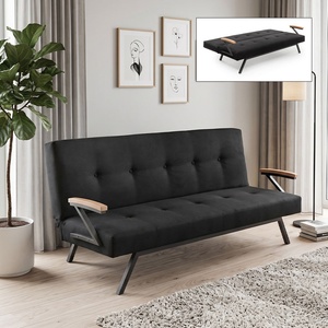 TopMebel Тапициран троен диван Zven TopMebel с функция за сън в черен цвят 180x64x78cm