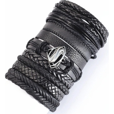 Predator Q1 Frostwood – pánské náramky, černá, sada 10 kusů, Superman černá kůže pánské náramky Predator Q1 22